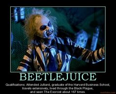 an image of a creepy clown with captioning that reads, beetlejuice