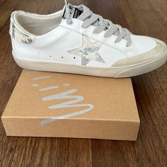 Star Sneakers Size 8.5. New In Box. Fancy Sneakers, Star Sneakers, Womens Shoes Sneakers, Shoes Sneakers, Color White, Women Shoes, Stars, Sneakers, Women Shopping