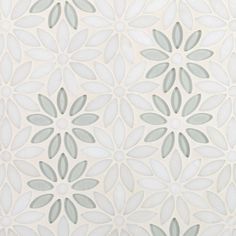 a white and grey wallpaper with flowers on it