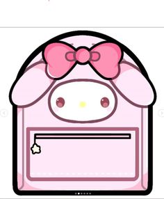 a pink hello kitty backpack with a bow on it's head and the words hello kitty