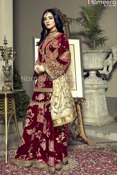 Pakistani bridal dresses online with hand crafted motifs – Nameera by Farooq Nilofer Shahid Dresses, Nameera By Farooq, Nilofer Shahid, Pakistani Bridal Dresses Online, Bridal Gharara, Sara Khan, Sarah Khan, Adorable Dresses, Pakistani Bridal Dress