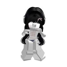 a white and black doll with long hair holding a piece of paper in her hands