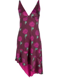 pink all-over floral print V-neck sleeveless asymmetric hem Floral Rosa, Versace Jeans Couture, Vestido Casual, Versace Jeans, Curator Style, Asymmetric Hem, Tank Dress, Day Dresses, Pink Dress