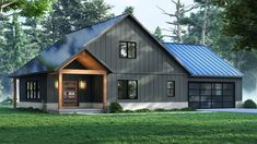 this is a computer rendering of these small house plans for the modern farmhouse style home