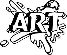 the word art is drawn in black and white