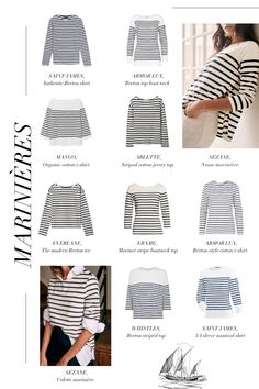 11 Best Breton-Striped Shirts For Women - Leonce Chenal Womens Striped Shirt Outfit, Breton Stripes Outfit Parisian Chic, Mariniere Outfit, White And Blue Striped Shirt Outfit, Blue White Striped Shirt Outfit, How To Style Striped Shirt, Stripe Top Outfit, Breton Stripes Outfit, Striped Tshirt Outfits