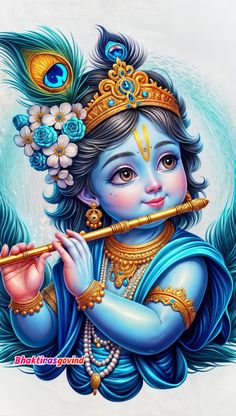 a painting of a little boy playing the flute