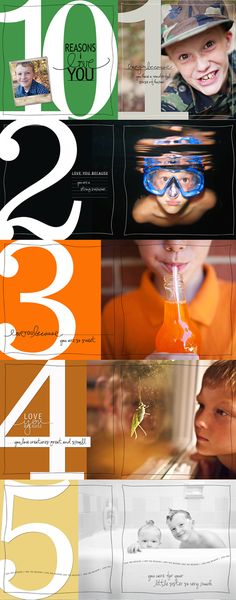 an image of the cover of a magazine with numbers and images on it, including two children