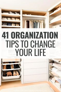 Declutter your home, streamline your schedule, and boost your productivity with these 41 game-changing organization tips. From clever storage solutions to time management hacks, this guide is packed with practical advice to transform your life from chaotic to calm. Get ready to say goodbye to overwhelm and hello to a more organized, efficient, and joyful you! Organizational Tips For Home, Shelving Organizing Ideas, House Organization Ideas Organized Home, Easy Organization Ideas For The Home, How To Organize Your Home, Personal Organizer Ideas, How To Organize Closet, Home Office Closet Organization, Aesthetic Home Organization