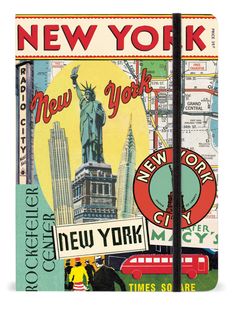 the new york city notebook is open and has an image of the statue of liberty on it