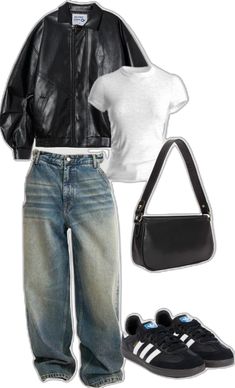 Outfit Inspo Model Off Duty, Leather Jacket Black Outfit, Mid Summer Outfits, Outfits With Shirts Women, Nyc Concert Outfit, Black Jeans Outfit Fall Casual, Outfit For Restaurant, Airport Crush Outfit, Outfits Everyone Has In Their Closet