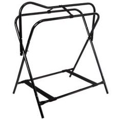 a black metal rack with two handles