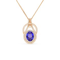 The 7.20 Oval-cut Tanzanite set with 1.35-carat white diamonds halo on two-tone 18K yellow and rose gold
The Pendant design can be customized to suit your particular taste &amp; budget with any Size, Color &amp; Clarity Combination of Certified Natural Diamond or Gemstone in 14/18K gold or Platinum.
 
I offer a Free virtual Consultation from the comfort of your home. So you can personally get to know me, and in which I will give you the tools and resources and create an exciting buy Virtual Consultation, Diamond Flower Pendant, Tanzanite Pendant, Tanzanite Stone, Pave Pendant, Ruby Pendant, Halo Pendant, Blue Tanzanite, Orange Sapphire