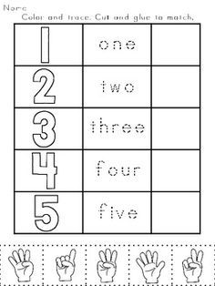 a worksheet with numbers and hands for the number five to 10 on it