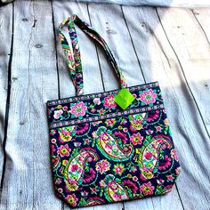 Nwt Vera Bradley Petal Paisley Tote - Great Teacher Bag. Hard Cardboard Bottom. See Pictures For Approx Measurements. Everyday Use Bags With Paisley Print, Multicolor Rectangular Bag With Paisley Print, Casual Multicolor Paisley Print Bags, Disney Tote, Yellow Tote Bag, Vera Bradley Disney, Ella Tote, Teacher Bag, Vera Bradley Tote Bags