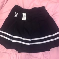 Super Cute ! High Waisted , The Playboy Bunny Is Embroidered Nwt Femboy Skirts, Soft Femboy Outfits, Playboy Clothes, I'm Jealous, Black Pleated Mini Skirt, High Clothes, Houndstooth Skirt, Bunny Outfit, T Dress