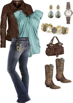 Think it would be better with the turquoise Corral boots I picked Fall Cowgirl, Jewelry Country, Cowgirl Clothing, Cowgirl Jeans, Cowgirl Fashion, Outfits Girl, Jewelry Ear