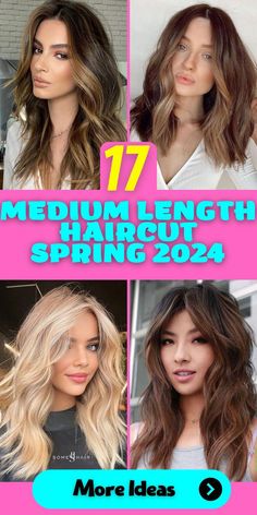 Get ready for the spring of 2024 with trendy medium-length haircuts! Explore shoulder-length styles and discover the latest hair color ideas for brunettes. Whether you have long, short, or curly hair, find easy school and Indian saree looks. Learn step-by-step guides for straight and wavy hair. From DIY styling to curtain bangs, we've got you covered. Explore aesthetics from the 90s to today and find inspiration for women with black, brown, or red hair 2024 Spring Haircuts, Spring 2024 Haircut Trends, Spring Haircuts 2024, Spring Haircut 2024, Medium Length Hair 2024, Shoulder Length Hair With Long Bangs, 2024 Hair Cuts, Medium Length Hair With Layers Side Part, Medium Length Hair With Layers And Side Bangs