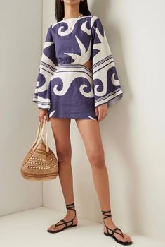 Beach Party Outfits, Dry Land, Tropical Fashion, Linen Mini Dress, Johanna Ortiz, Nautical Fashion, Looks Chic, Summer Ready, Linen Dresses