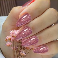 PRICES MAY VARY. 【SPARKLY GLITTER PRESS ON FALSE NAILS】Rimudecure light pink sparkly glitter press on fake nails have sparkling powder decorations that show different glitter effects in different lights, and there are multiple layers of protective nail polish to prevent the glitter from falling off and maintain a long-lasting sparkling shine,make your fake nails stand out. 【DURABLE AND LONG-LASTING】UV crystal coating prevents glitter from falling off, enhances translucent and bright effects, and Shine Pink Nails, Pink Chrome Nails Almond Shape, Pink Sparkly Christmas Nails, Light Sparkly Pink Nails, Simple Christmas Nails Pink, Bright Sparkly Nails, Pink Theme Nails, Pink Shine Nails, Baby Pink Glitter Nails