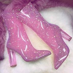 Pink Glitter Boots, Purple Boots, Snk Cosplay, Pink Glam, Glitter Boots, Pink High Heels, Pink Life, Pink Girly Things