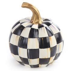 PRICES MAY VARY. HAND-PAINTED DECORATIVE PUMPKIN: Whether it’s spooky or harvest season, this resin pumpkin decoration makes darling fall decor for the mantel or kitchen table. Display one alone, or decorate with a whole patch of MacKenzie-Childs resin pumpkins. ELEGANT HALLOWEEN DECOR: Our Courtly Check Mini Pumpkin is an extraordinary pick from our patch. It features a hand-painted pattern of black-and-white color-dragged checks and is topped with a gold stem for extra flair. HOME & SEASONAL A Dining Table Fall Decor, Harvest Table Decor, Pumpkin Table Centerpiece, Table Fall Decor, Decorative Pumpkin, Gorgeous Gourds