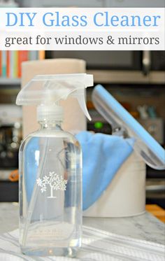 a bottle of diy glass cleaner sitting on top of a table