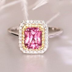 •Condition: Brand new•Center Stone: Purple pink spinel, cushion Cut, approx 1.72ct•Side Stones: White diamond round-cut & Marquise-cut (VS1 clarity and F color)•Ring Weight: 3.03g (depend the ring size)•Metal Purity: Optional Each piece is made-to-order with care and special attention to detail. all items are made with conflict-free diamonds and gems.Size: made to orderThe item will be gift wrapped and shipped.-------------------------------------------------------------------Available in :1 Elegant Gia Certified Pink Sapphire Diamond Ring, Elegant Gia Certified Pink Sapphire Jewelry, Gia Certified Pink Sapphire In White Gold Ring, Gia Certified White Gold Pink Sapphire Jewelry, Gia Certified White Gold Ring With Pink Sapphire, Fine Jewelry Pink Sapphire Diamond Ring With Halo Setting, Radiant Cut Gemstone Halo Ring, Gia Certified Pink Sapphire Diamond Ring Gift, Elegant Pink Sapphire Ring Baguette Cut