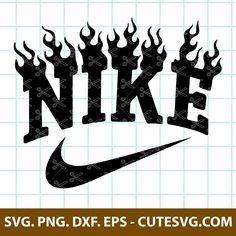 the nike logo with flames on it