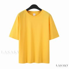 Lasaky - Soft Cotton Half-Sleeve Tops for Women Mens Fashion Sweaters, Yellow Tees, Men Tshirt, Blank T Shirts, Half Sleeve Tops, Solid Clothes, Tops For Women, Sweater Fashion, Top Pattern