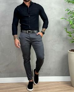 Mens Clothing Formal, Mens Church Outfit Casual, Men’s Church Outfit, Mens Clothing Styles Formal Casual Style, Mens Stylish Outfits, Church Outfit Men, Black Dress Pants Outfits, Black Shirt Outfit Men, Dress Pants Outfits