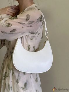 BirdinBag - Stylish Solid Color Hobo Bag with Minimalist Design Moon Bag, Elegant Pattern, Bag Style, Style Elegant, White Bag, Hobo Bag, Mini Bag, Minimalist Design, The Moon