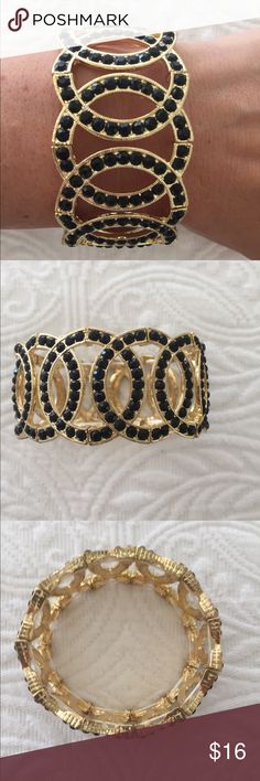 Black and Gold Adjustable Party Cuff Bracelet 2 left in stock.   Bundle to save...all bundle offers considered! LOXLUX Jewelry Jewelry Bracelets Consignment Shops, Jewelry Gold, Fast Fashion, Gold Black, Black And Gold, Cuff Bracelet, Gold Jewelry, Jewelry Bracelets, Bangles