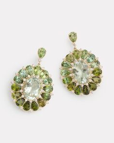 Ombre Floral Oval Earring – Jamie Wolf Luxury Oval Multi-stone Jewelry, Luxury Refined Oval Jewelry, Luxury Traditional Oval Jewelry, Luxury Romantic Oval Jewelry, Green Amethyst Earrings, Ombre Earrings, Yellow Ombre, Asymmetrical Earrings, Floral Studs