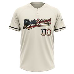 a baseball jersey with the name and number on it, that is worn in white