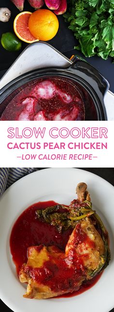 slow cooker cauliflower pear chicken with low calorie recipe on the side