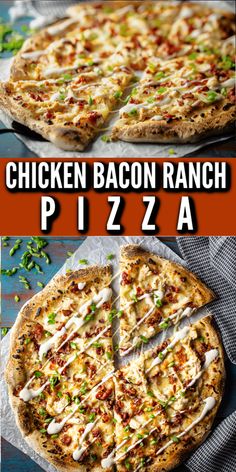 the chicken bacon ranch pizza is ready to be eaten