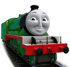 a thomas the tank engine train is shown in this animated image, it looks like he's smiling