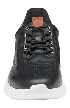 Supple full-grain leather elevates this sporty modern sneaker with a cushy TRUFOAM® EVA insole and a lightweight and highly flexible sole. Lace-up style Removable, cushioned insole Smart Degree Technology® by KülKōte® delivers breathable temperature control Leather upper/leather and textile lining/synthetic sole Imported Dynamic Leather Running Shoes, Dynamic Leather Lace-up Running Shoes, Modern Walking Shoes With Ortholite Insole For Sports, Modern Leather Lace-up Running Shoes, Leather Running Shoes With Ortholite Insole For Sports, Modern Leather Low-top Running Shoes, Casual Leather Running Shoes With Perforated Toe Box, Functional Leather Running Shoes With Round Toe, Leather Sneakers With Boost Midsole For Outdoor