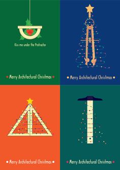 four different christmas cards with the words merry, merry and merry written in each letter