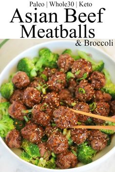 Asian Beef Meatballs, Meatballs And Broccoli, Meatballs Broccoli, Asian Meatballs, Broccoli Dishes, Asian Beef, Recipes Asian, Whole30 Keto, Asian Sauce