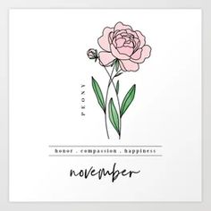 a pink flower with the words november on it