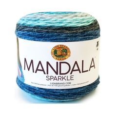 a ball of yarn with the words mandala in blue and green on it