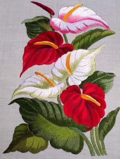 a painting of flowers on a white background