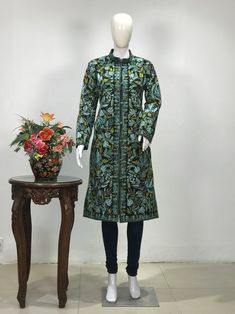 Long Outerwear With Chikankari Embroidery, Long Kurta With Floral Embroidery For Fall, Fitted Kurta With Floral Embroidery For Fall, Fitted Long Outerwear With Chikankari Embroidery, Long Floral Embroidered Kurta For Fall, Fitted Floral Embroidered Kurta For Fall, Long Fitted Nehru Jacket With Floral Embroidery, Fitted Long Nehru Jacket With Floral Embroidery, Long Floral Embroidered Fitted Nehru Jacket