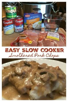 an image of slow cooker smothered pork chops