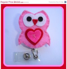 Badge Reel ID Holder Retractable  Sweetheart by clippiecollections, $6.50 Pink Dark, Felt Applique, Dark Pink, Pink Red