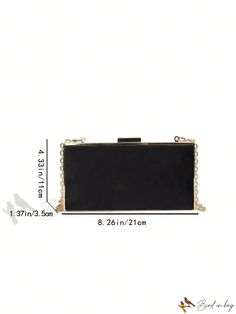 Bird in Bag - Womens Solid Color Crossbody Bag with Chain Strap Rectangular Shoulder Bag With Chain For Night Out, Rectangular Chain Shoulder Bag For Night Out, Rectangular Clutch With Chain Strap For Events, Trendy Rectangular Evening Bag For Night Out, Trendy Shoulder Bag With Chain Strap For Event, Clutch Box Bag With Chain Strap, Rectangular Evening Bag With Metal Hardware, Chic Rectangular Box Bag With Chain, Chic Rectangular Clutch With Metal Hardware