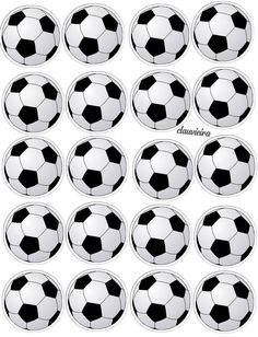 soccer balls are shown in black and white