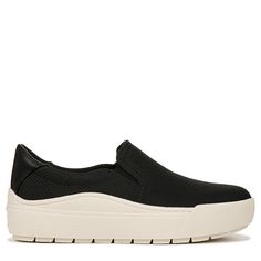 Your fave travel shoe, but make it a slip on. Cheap Black Comfortable Slip-ons, Sporty Black Slip-resistant Slip-ons, Affordable Black Comfortable Slip-ons, Comfortable Black Slip-ons With Rubber Sole, Comfortable Black Non-slip Slip-ons, Chic Sneakers, Leather Finish, Travel Shoes, Skechers Women